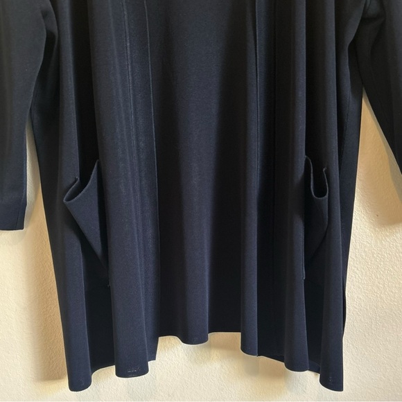 Misook Cardigan Sweater Knit Liquid Black Open Front Minimalist Plus Size 1X - Picture 7 of 14